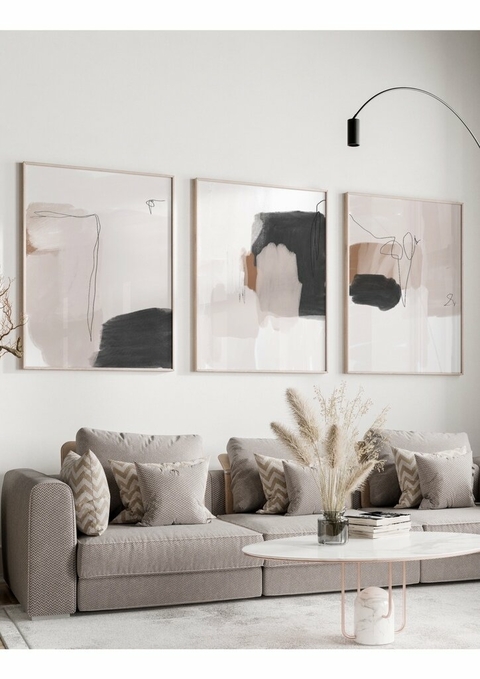 Conjunto com 3 Quadros Decorativos - Minimal Comfy N.01 + Minimal Comfy N.03 + Minimal Comfy N.02