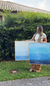 PRONTA ENTREGA - Conjunto com 2 Quadros Decorativos - Mar Quadrado + Aquarela Azul Quadrado - Tamanho 70x70 - comprar online