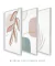 Conjunto com 3 Quadros Decorativos - Folhagem Rose + Modern Shapes 02 + Leaf Minimal Bege - Rachel Moya | Art Studio - Quadros Decorativos