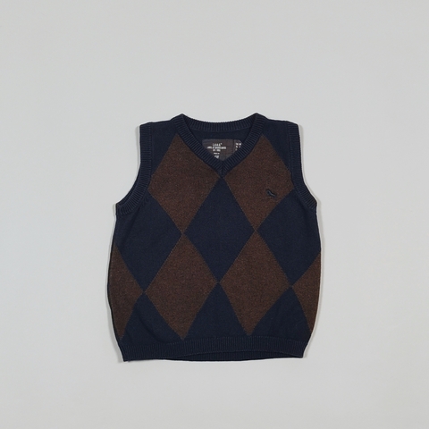 TALLE 4/6 MESES - CHALECO TEJIDO HILO AZUL ROMBOS - H&M
