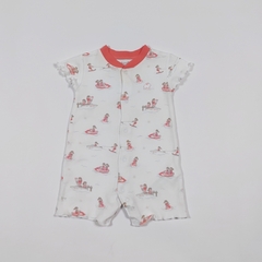 TALLE NB - ENTERITO CORTO BLANCO ROSA NENAS - BABY COTTONS