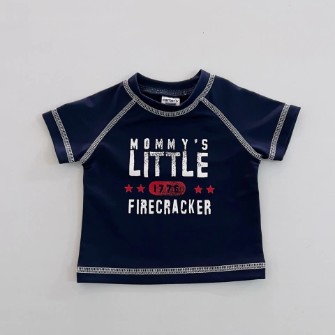 TALLE 3 MESES - REMERA M/CORTA P/AGUA AZUL ESCRITURA - CARTERS