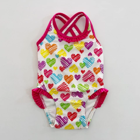 MALLA BLANCA Y FUCSIA CORAZONES NUEVA - JOE BOXER - TALLE 6/9 MESES