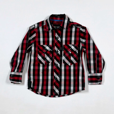 TALLE 2 AÑOS - CAMISA M/LARGA CUADROS ROJA NEGRA BLANCA - KEVINGSTON