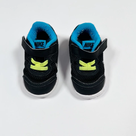 TALLE 19 .5 ( SUELA 13.5 ) - ZAPATILLAS NEGRAS CELESTE C/VELCRO PIPA GRIS - NIKE