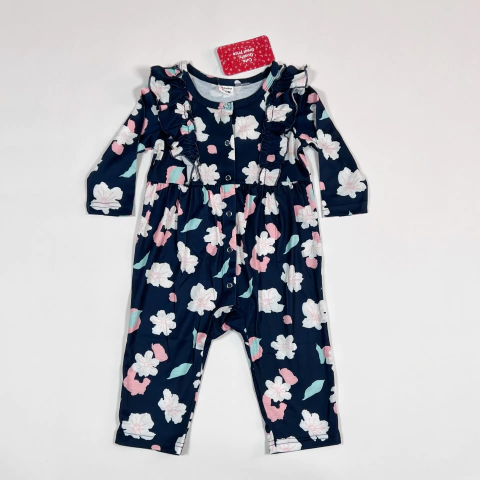 TALLE 9/12 MESES - MONO LARGO ALGODON FINO AZUL FLORES C/ETIQUETA - PATPAT