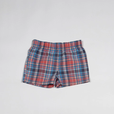 TALLE 24 MESES - BERMUDA CUADROS CELESTE ROJO BLANCOS - CARTERS