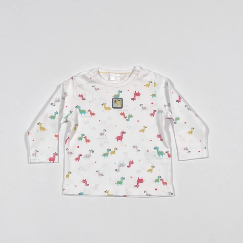 TALLE S - REMERA M/LARGA BLANCA LLAMAS COLORES - MINIMIMO