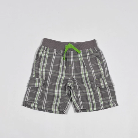 TALLE 18 MESES - BERMUDA CARGO CUADROS GRIS BLANCO VERDE CINTURA ELASTICA - LEE DUNGAREES