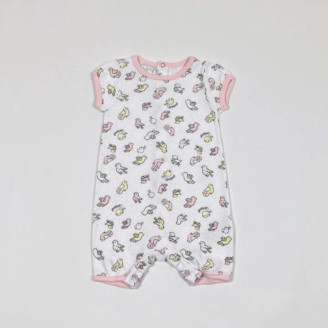 TALLE 1/3 MESES - ENTERITO ALGODON CORTO BLANCO PAJARITOS - GRISINO