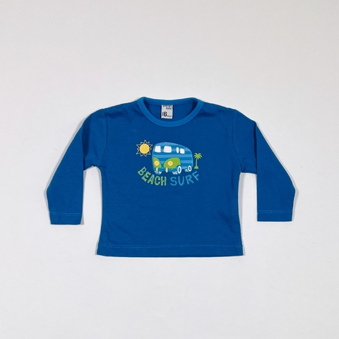TALLE 6 MESES - REMERA ALGODÓN M/LARGA AZUL BEACH - YAMP - comprar online