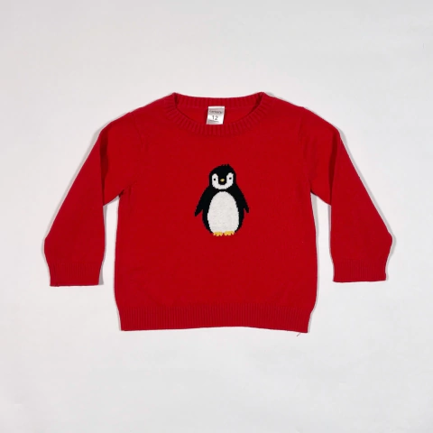 TALLE 12 MESES - SWEATER TEJIDO HILO ROJO PINGUINO - CARTERS