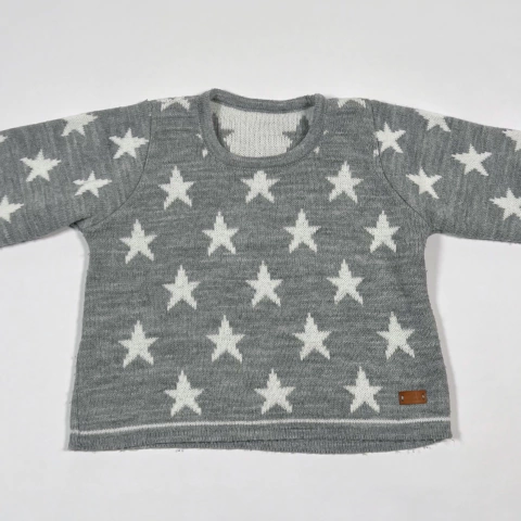 TALLE 5 ( 24/36 MESES ) - SWEATERTEJIDO LANA GRISESTRELLAS BLANCAS - MINI ANIMA