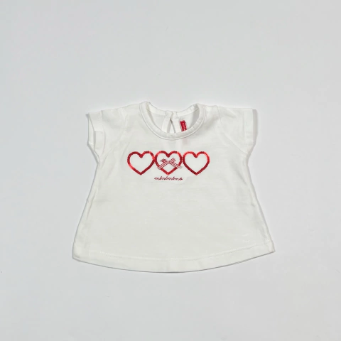 TALLE S - REMERA M/CORTA BLANCA CORAZONES - MIMO