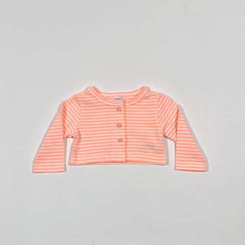 TALLE NB - CAMPERITA CORTA ALGODON LIVIANO BLANCA RAYAS NARANJA FLUOR - CARTERS