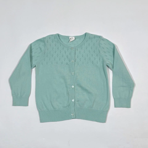 TALLE 1/2 AÑOS - CAMPERA TEJIDA HILO CALADA VERDE AGUA - H&M