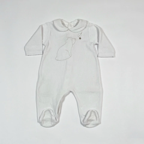 TALLE 3 MESES - ENTERITO LARGO PLUSH BLANCO OSO - MAGDALENA ESPOSITO