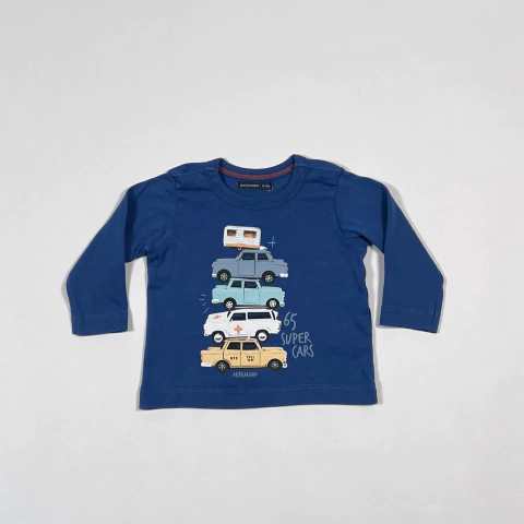 TALLE S - REMERA M/LARGA AZUL AUTOS - MIMO