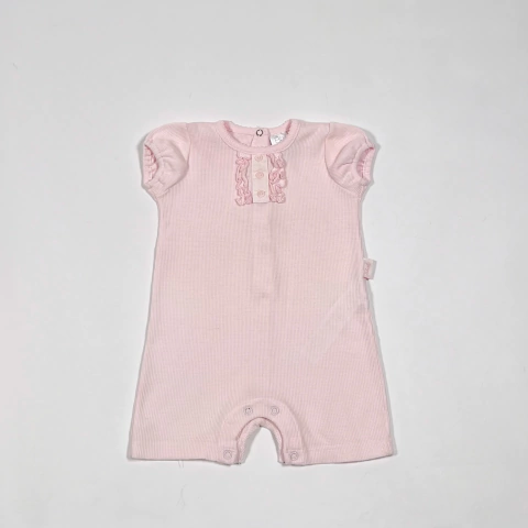 TALLE M (6/9 MESES) - ENTERITO CORTO WAFFLE ROSA VOLADO PECHO - CHEEKY