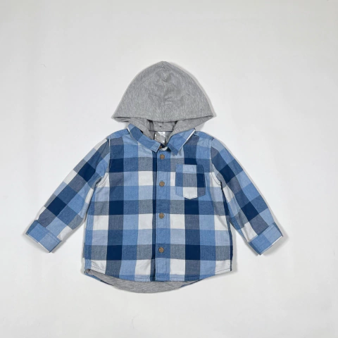 TALLE 4/6 MESES - CAMISA CUADROS FORRADA EN ALGODON C/CAPUCHA DESMONTABLE - H&M