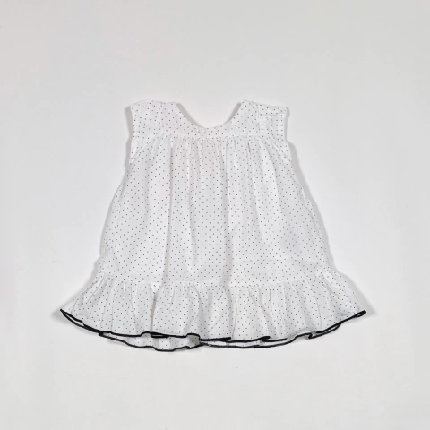 TALLE 1/3 MESES - VESTIDO M/CORTA BLANCO LUNARES NEGROS - GRISINO