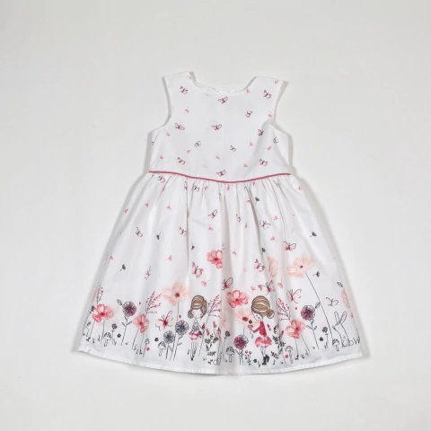 TALLE 24/36 MESES - VESTIDO S/MANGA BLANCO MARIPOSAS - YOUNG DIMENSION