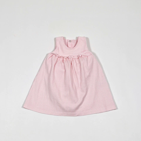 TALLE S (3/6 MESES) - VESTIDO BODY S/MANGA BLANCO RAYAS ROSA - CHEEKY