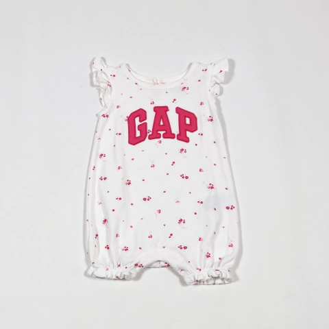TALLE 6/9 MESES - ENTERITO CORTO S/MANGA CRUDO FLORES - GAP