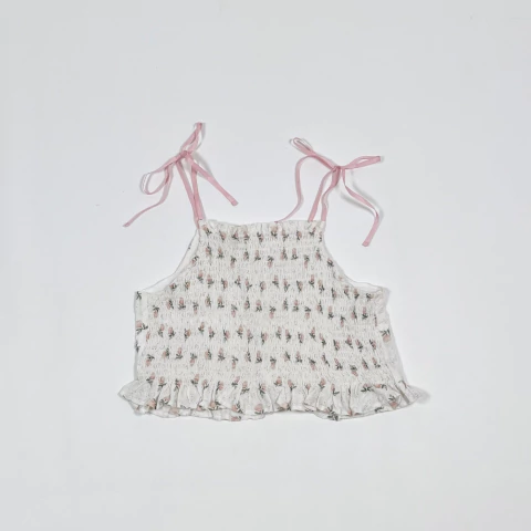 TALLE 10 AÑOS - BLUSA S/MANGA CRUDA FLORES - PIOPPA