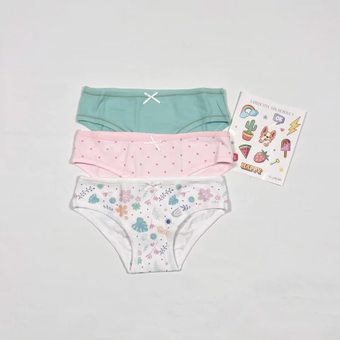 PACK X 3 BOMBACHA ETAMPADA (ROSA ESTRELLITAS/VERDE/BLANCA DIBUJITOS) TALLE 10 - comprar online