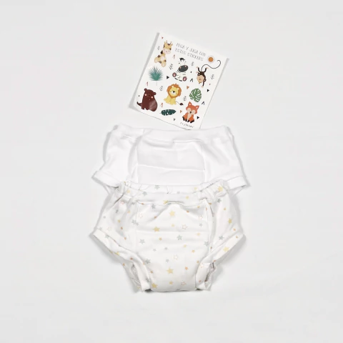 PACK X 2 TRAINER ESTAMPADA (BLANCO/BLANCO ESTRELLITAS) TALLE 4