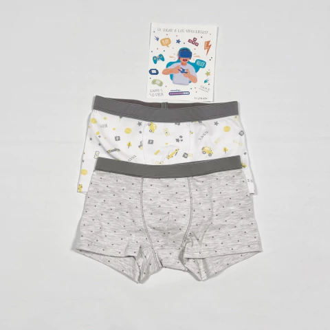 PACK X 2 BOXER ESTAMPADO (GRIS ESTRELLITAS/BLANCO DIBUJITOS) TALLE 8 - comprar online