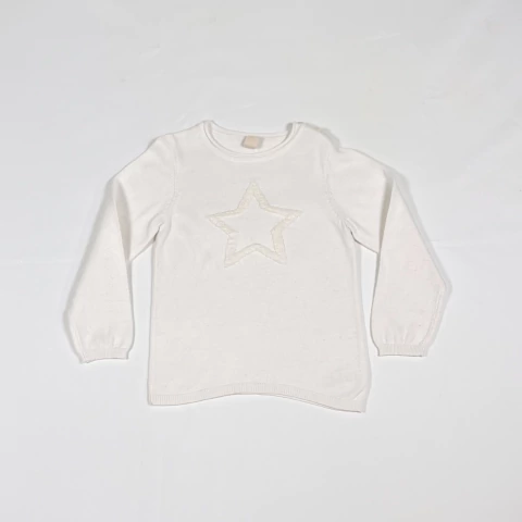 TALLE 2 AÑOS - SWEATER TEJIDO HILO BLANCO ESTRELLA - CHEEKY
