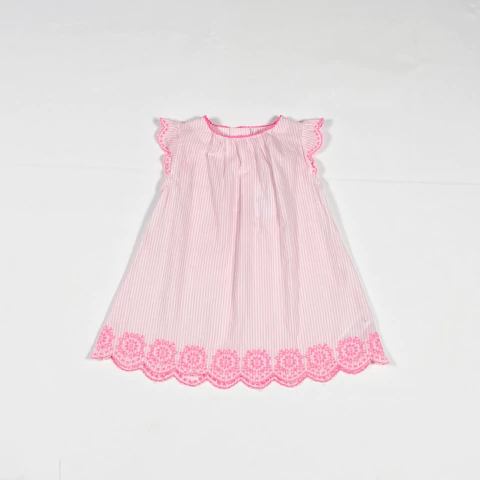 TALLE 9 MESES - VESTIDO S/MANGA BLANCO RAYAS ROSA - OSHKOSH