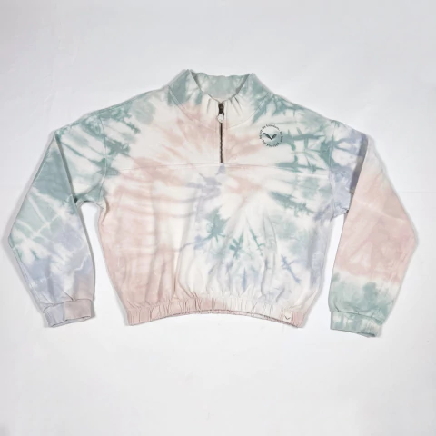 TALLE 12 AÑOS - BUZO ALGODON RUSTICO BATIC ROSA CIERRE CUELLO - RAPSODIA