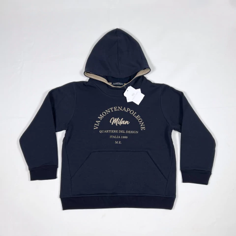 TALLE 8 AÑOS - BUZO ALGODON C/FRISA AZUL ESCRITURA BEIGE (C/ETIQUETA) - MAGDALENA ESPOSITO