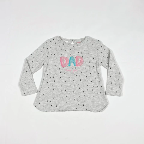 TALLE 2/3 AÑOS - REMERA M/LARGA GRIS MELANGE "DAD" - ZARA