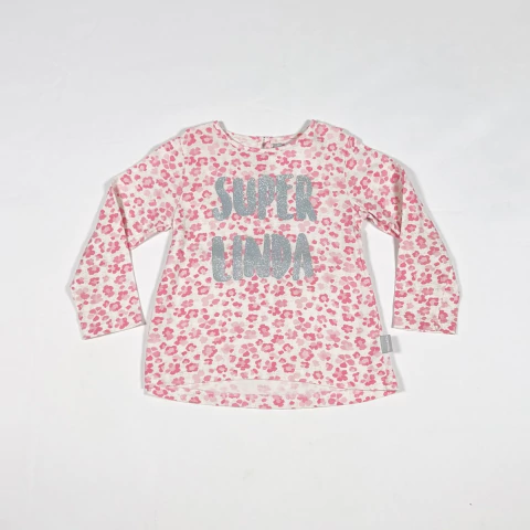 TALLE 4 AÑOS - REMERA M/LARGA ROSA ANIMAL PRINT - MIMO