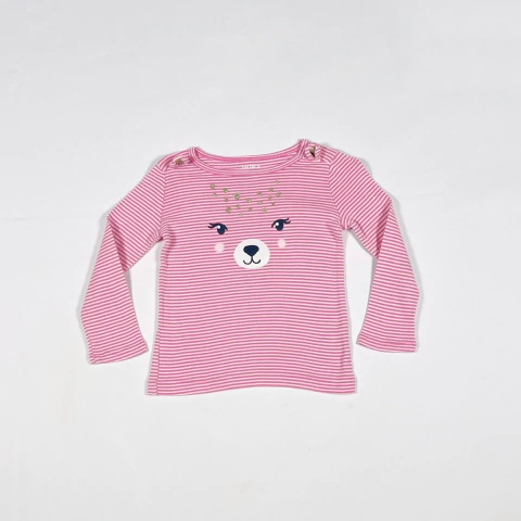 TALLE 2 AÑOS - REMERA M/LARGA RAYADA ROSA - CARTERS