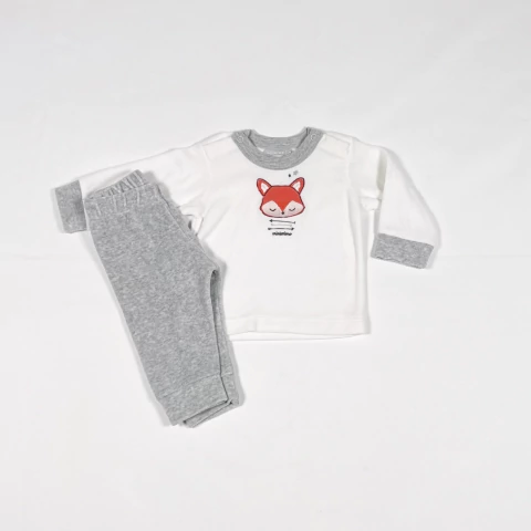 TALLE M - CONJUNTO PLUSH BUZO C/PANTALON GRIS BLANCO ZORRO - MIMO