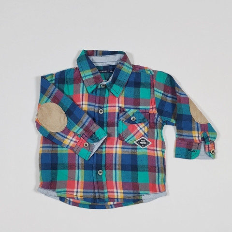 TALLE M - CAMISA VIYELA M/LARGA CUADROS MULTICOLOR - MINIMIMO
