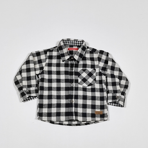 TALLE L ( 9 MESES ) - CAMISA M/LARGA VIYELA CUADROS BLANCO NEGRO - MINIMIMO
