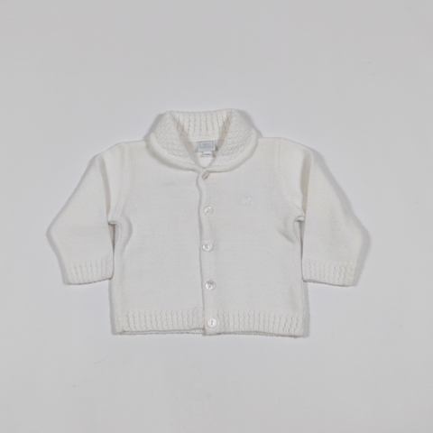 TALLE 6 MESES - CAMPERA TEJIDA LANA BLANCA - BABYCOTTONS