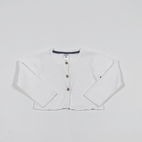 TALLE 24 MESES - CAMPERA TEJIDA HILO BLANCA CALADA - CARTERS