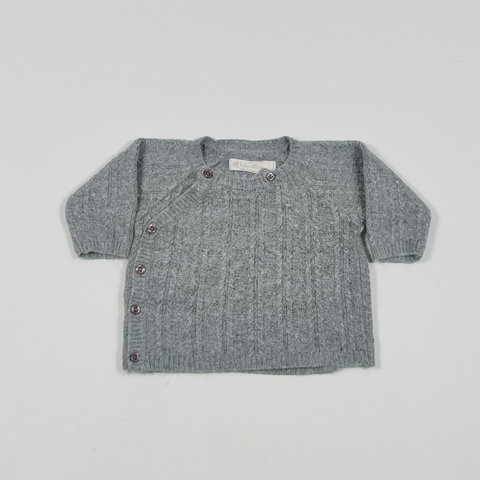 TALLE 6 MESES - SWEATER TEJIDO GRIS LANA BOTONES - BABYCOTTONS