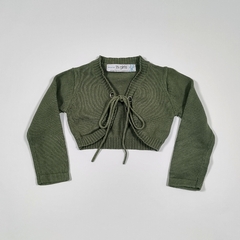 TALLE 2/3 AÑOS - CAMPERA CORTA TEJIDA HILO VERDE- ZARA