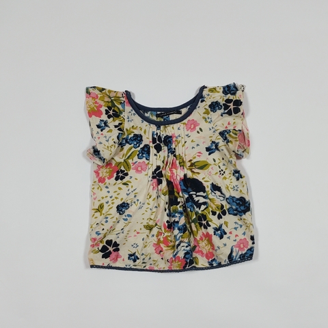 TALLE RN ( 0/3 MESES ) - CAMISA S/MANGA CRUDA FLORES - AKIABARA