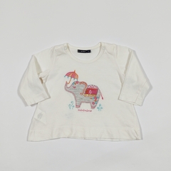 TALLE S ( 0/3 MESES ) - REMERA M/LARGA CRUDA ELEFANTE PARAGUAS - MIMO