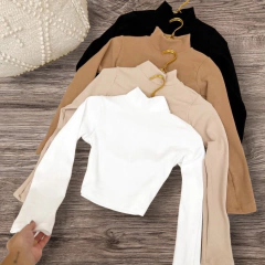 Cód 015 Cropped gola alta manga longa - loja online