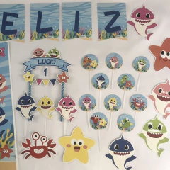Kit decoración para cumpleaños Bebé tiburón - comprar online